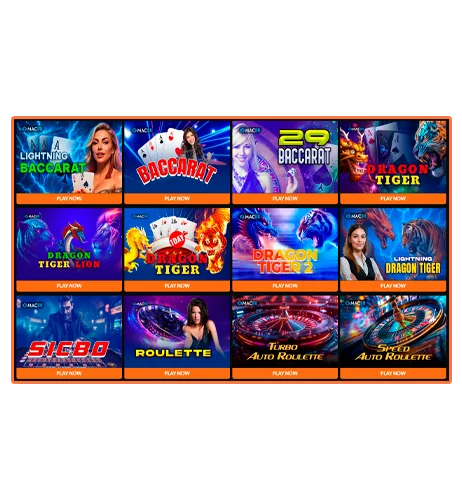 Live games for online betting.