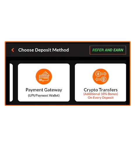 Deposit section for players.